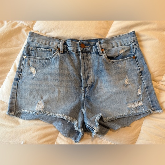 Blank NYC Light Blue Denim Shorts distressed - Picture 1 of 7